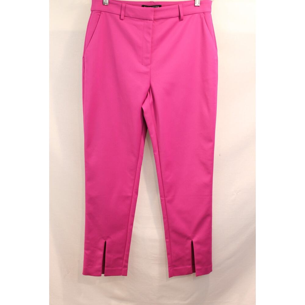 Boston Proper Ankle Dress Pants Womens size 10 Hot Pink Straight Front Slit Hem